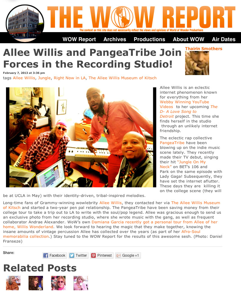 Allee Willis and PangeaTribe Join Forces in the Recording Studio! (The WOW Report, Feb. 7, 2013)